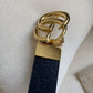 GC BELT Cowhide leather black gold buckle wide 3.7cm