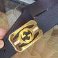 GC BELT Cowhide leather black gold buckle wide 3.8cm