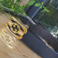 GC BELT Cowhide leather black gold buckle wide 3.8cm