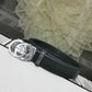 GC BELT Cowhide leather black Silver buckle wide 3.4cm Automatic buckle