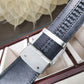 GC BELT Cowhide leather black Silver buckle wide 3.4cm Automatic buckle