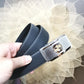 GC BELT Cowhide leather blue Silver buckle wide 3.4cm Automatic buckle