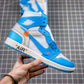Designer Air Jordan 1 Retro High OG 'UNC' University Blue x OFF-W