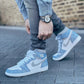 Designer Blue White Jordan 1 High Q ( Customs And Box ), Jordan 1 Sneakers Active