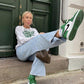 Designer GREEN Jordan 1 High Q ( Customs And Box ), Jordan 1 Sneakers Active