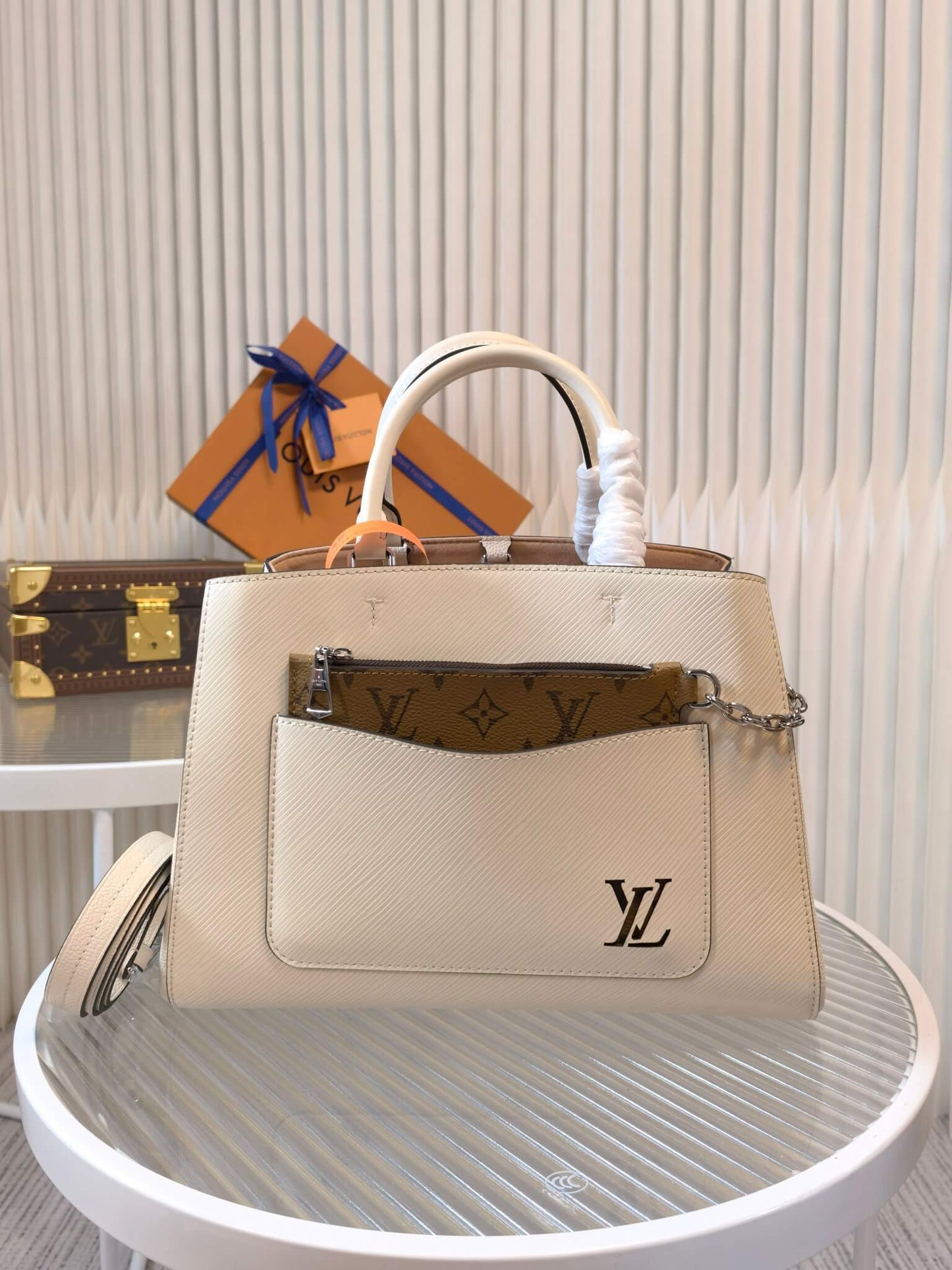 M59953 Marelle Tote MM white handbag free shipping