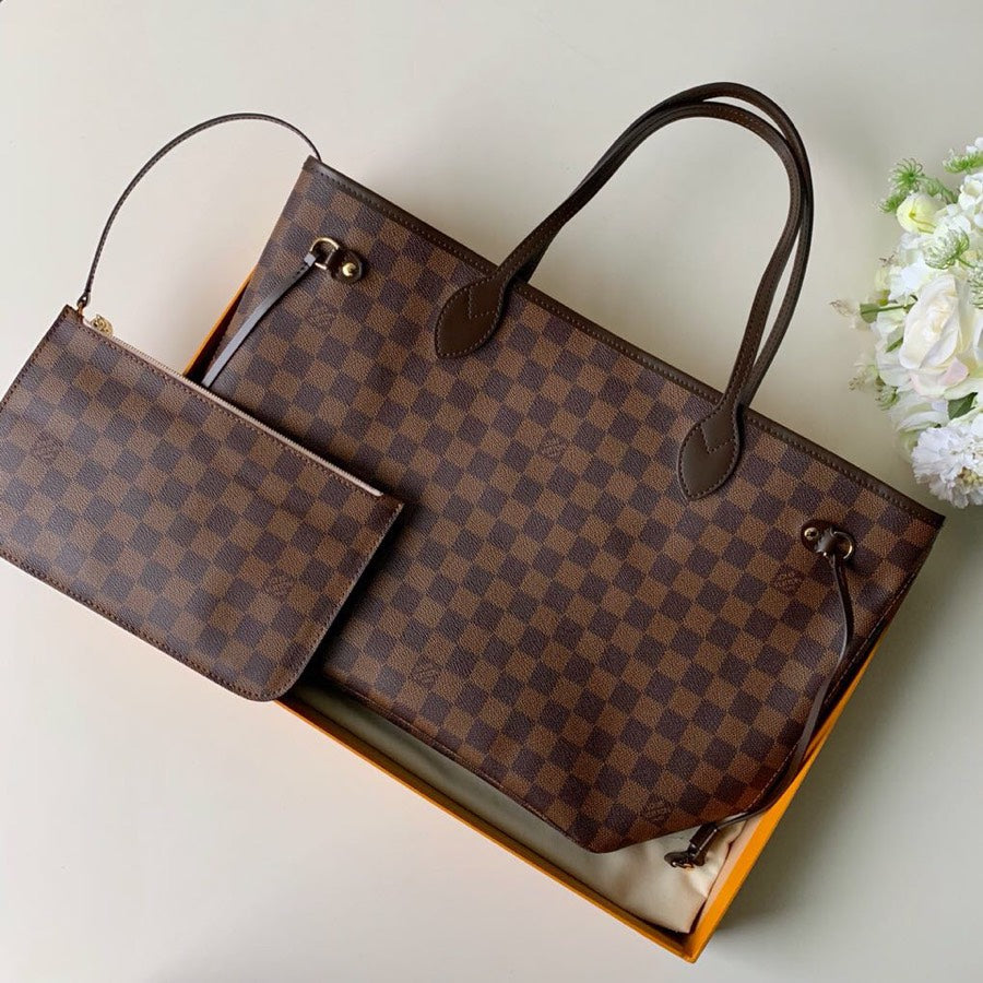 Neverfull N41603 rose ballerine inside MM Damier Azur Bag Damier GHW Used