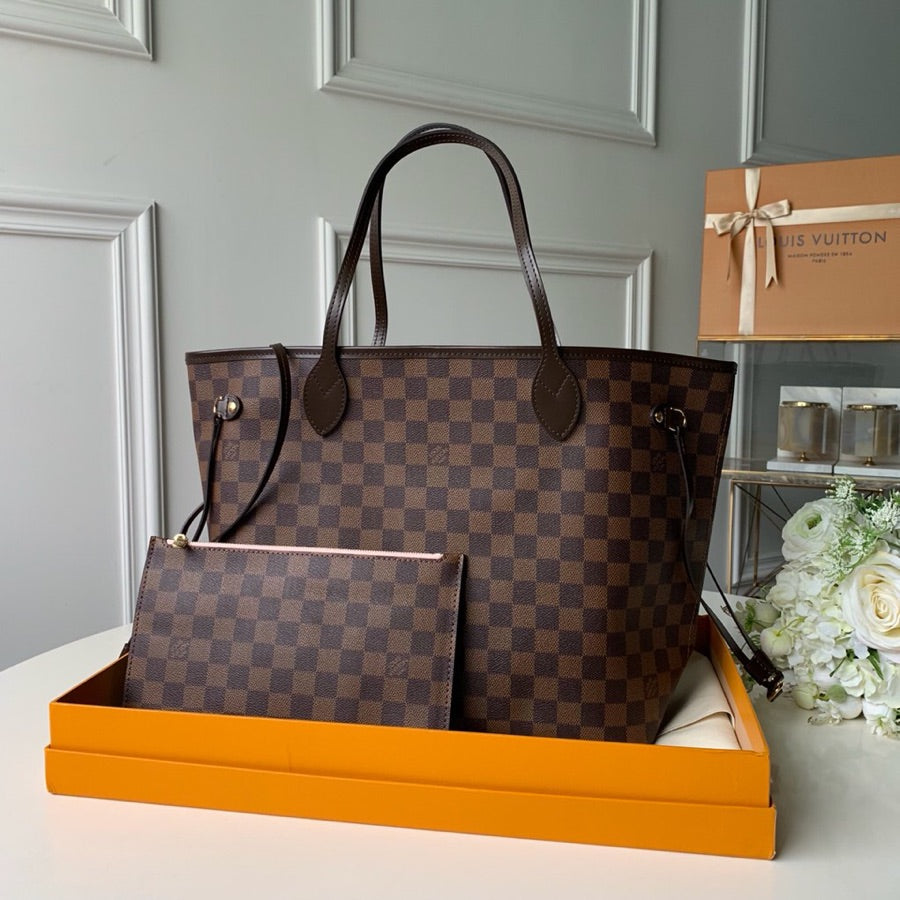 Neverfull N41603 rose ballerine inside MM Damier Azur Bag Damier GHW Used