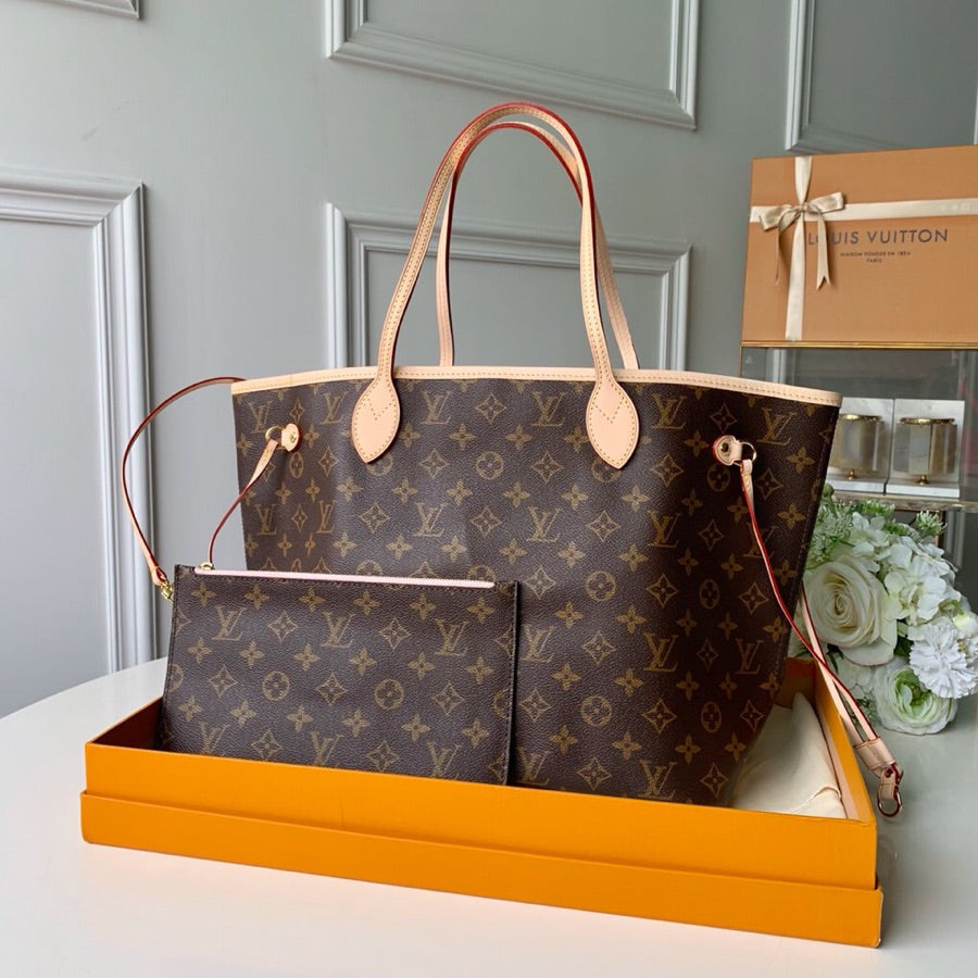 Neverfull M50366 pink inside MM monogram free shipping