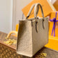 M45660 ONTHEGO PM tote bag Oversized monogrm empreinte leather Apricot