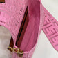 FI Baguette Pink with Embroidery Medium Bag For Woman 28cm/11in