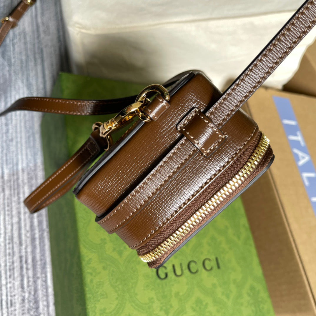 gg Mini Bag With Interlocking G Beige And Ebony gg Supreme Canvas And Brown For Women 9in/23cm gg