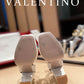 Valentino Garavani Strap Heeled Sandals With V Logo Signature Embellishment White For Women