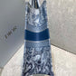 DI Medium Book Tote Blue Toile de Jouy Reverse Embroidery, Blue, For Women Women’s Handbags, Shoulder Bags, 36cm CD M1296ZRGO_M928