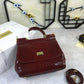 DG Medium Sicily Bag In Foiled Crocodile-Print Burgundy For Women 10.2in/26cm DG