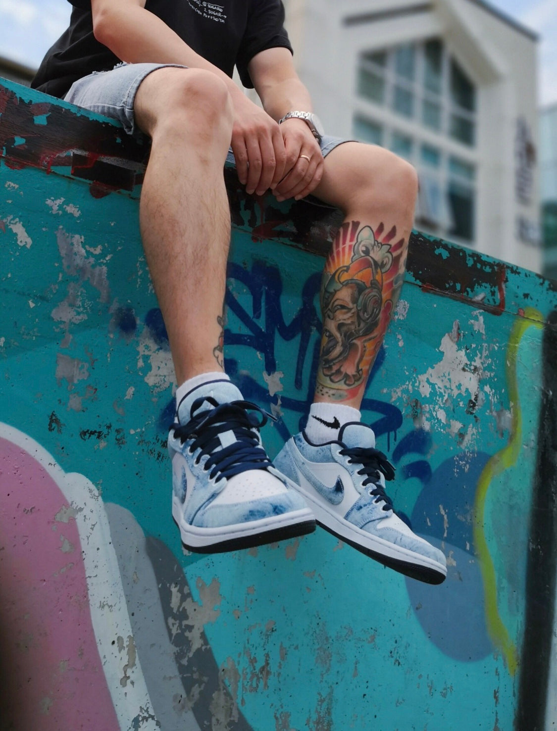 BL - AJ1 washed denim denim