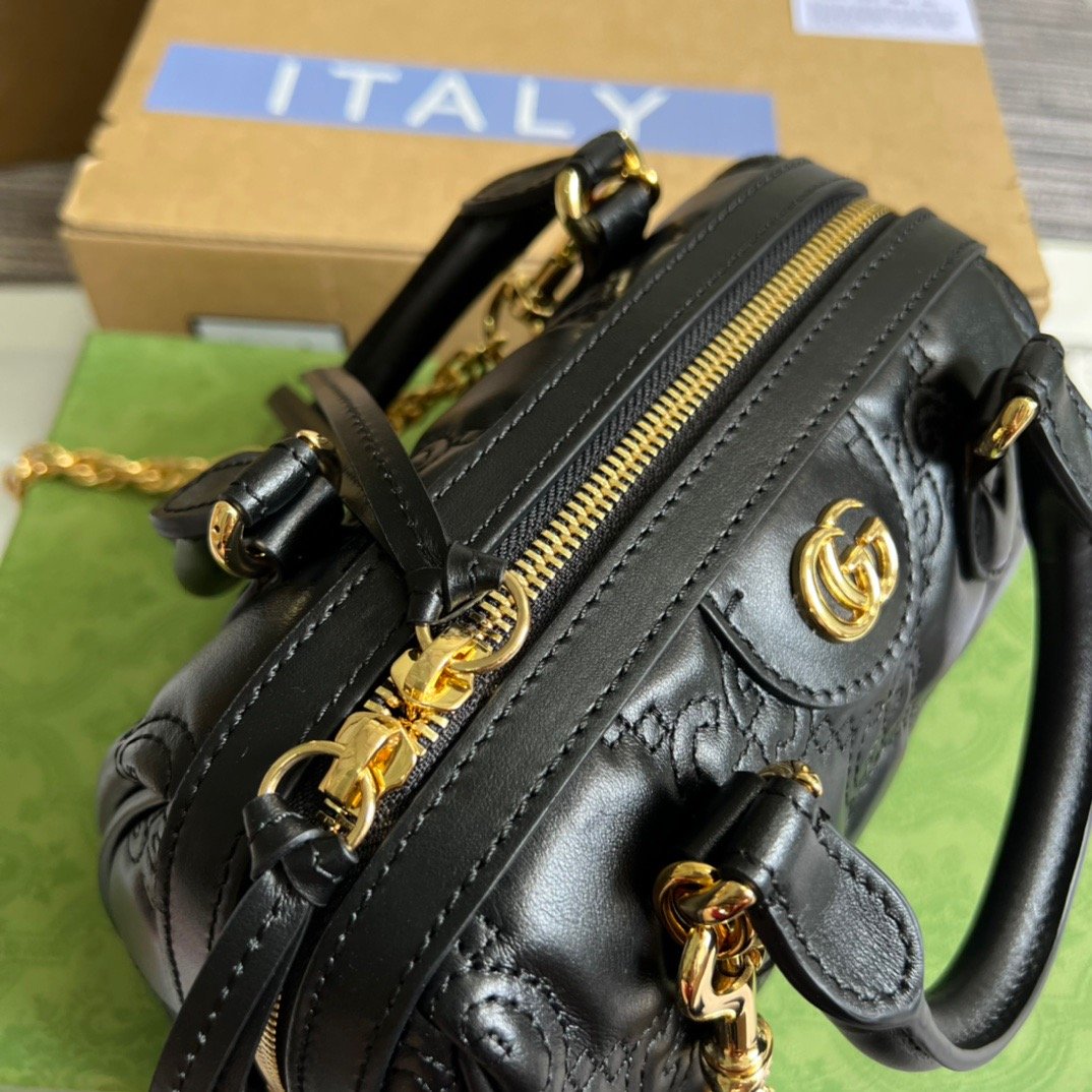 gg Matelasse Top Handle Bag Black For Women, Women’s Bags 7.5in/19cm gg ‎702251 UM8HG 1046