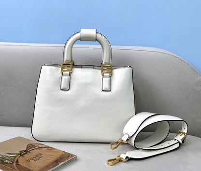 FI Small FF Tote Shoulder White Bag For Woman 30cm/12in