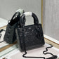 DI Mini Lady Bag Cannage with Beaded Motif, Black, For Women Women’s Handbags, Crossbody Bags, 17cm CD M0505SNEA_M900
