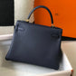 HM Kelly 32 Taurillon Clemence Blue Nuit Bag For Women, Women’s Handbags, Shoulder Bags 12.5in/32cm