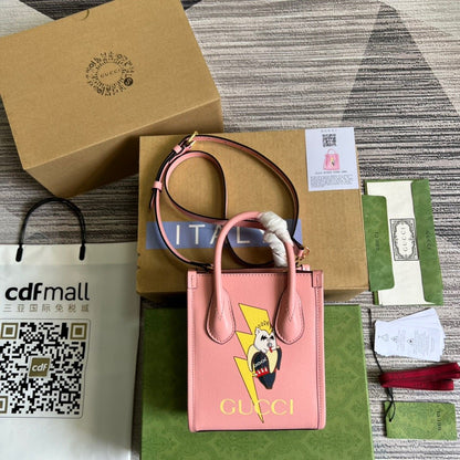 gg Bananya Print Mini Tote Bag Pink For Women, Women’s Bags 7.9in/20cm gg 671623 U5XAG 5964