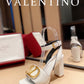 Valentino Garavani Strap Heeled Sandals With V Logo Signature Embellishment White For Women