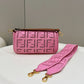 FI Baguette Pink with Embroidery Medium Bag For Woman 28cm/11in