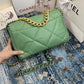 CHL 19 Flap Bag Gold Hardware Green For Women, Women’s Handbags, Shoulder Bags 10.2in/26cm AS1160
