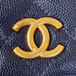 Chanel Clutch With Chain Gold Hardware Grained Shinny Navy Blue For Women, Women’s Handbags, Shoulder Bags 4.7in/12cm AP2857