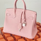 HM Birkin Nata Swift Pink For Women Silver Toned Hardware 10in/25cm