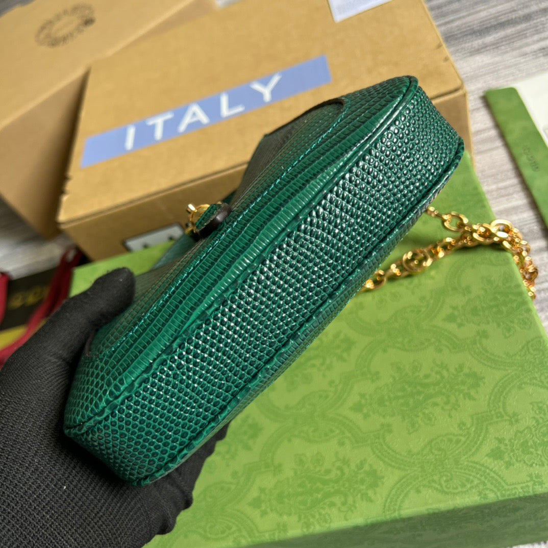 gg Jackie 1961 Lizard Mini Bag Green For Women, Women’s Bags 7.5in/19cm gg ‎