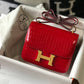 HM Mini Constance Bag Red For Women Gold Color Hardware 7.1in/18cm