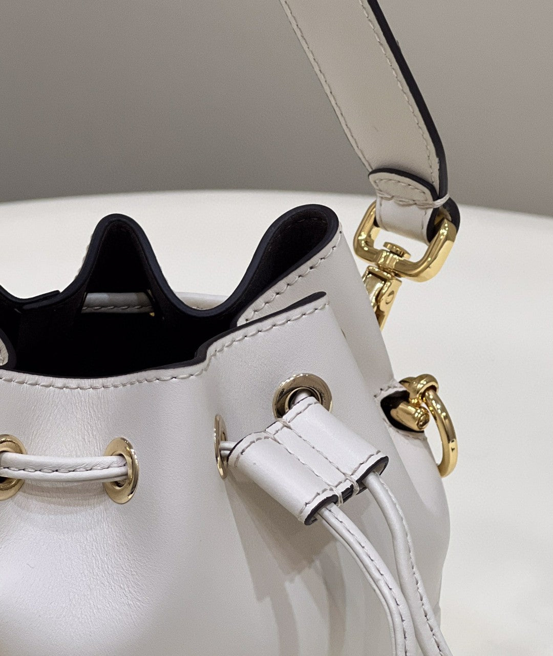 FI Mon Tresor White Mini-bag with stitching For Woman 18cm/7in 8BS010AGV0F0K7E
