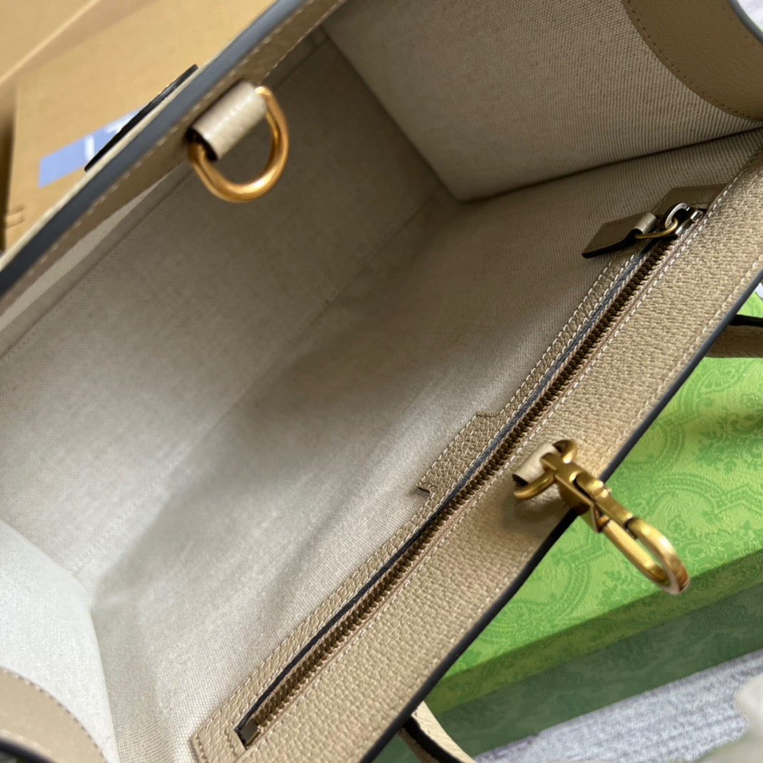 gg Small Tote Bag With Interlocking G Beige For Women, Women’s Bags 12.2in/31cm gg ‎659983 UULBT 9683