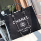 Chanel Deauville Tote Canvas Bag Black For Women, Women’s Handbags, Shoulder Bags 15in/38cm A66941