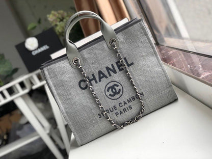 ChanelSmall Shopping Bag Silver Hardware Grey For Women, Women’s Handbags, Shoulder Bags 15.2in/39cm AS3257