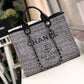 Chanel Deauville Tote Raffia Canvas Bag Black/White For Women 14.9in/38cm