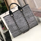 Chanel Deauville Tote Raffia Canvas Bag Black/White For Women 14.9in/38cm