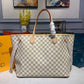 LV Neverfull GM Tote Bag Damier Azur Canvas Beige For Women,  Shoulder Bags 15.4in/39cm LV N41360