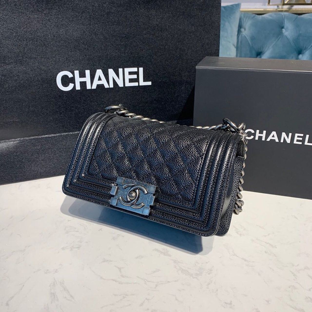 ChanelSmall Boy Handbag Silver Hardware Black For Women, Women’s Bags, Shoulder And Crossbody Bags 7.8in/20cm A67085