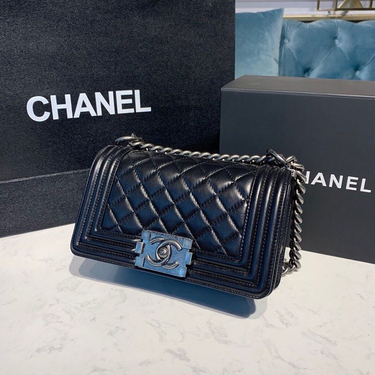 ChanelSmall Boy Handbag Silver Hardware Black For Women, Women’s Bags, Shoulder And Crossbody Bags 7.8in/20cm A67085