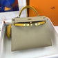 HM Kelly 25 Sellier Epsom Greige/Yellow Bag For Women, Handbags, Shoulder Bags 10in/25cm