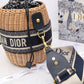 DI Medium Lady Bag Natural Wicker  Blue For Women 28cm/11in CD M0505CMVO_M808