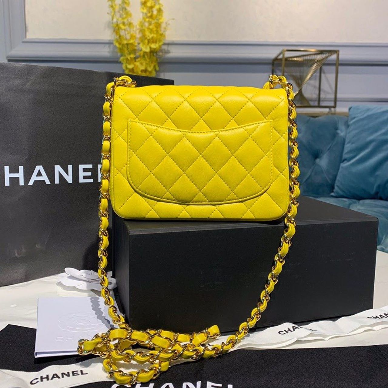 ChanelMini Flap Bag Yellow For Women, Women’s Bags, Shoulder And Crossbody Bags 6.7in/17cm A35200