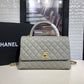 ChanelLarge Flap Bag With Top Handle Grey For Women, Women’s Handbags, Shoulder And Crossbody Bags 11in/28cm A92991