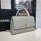 ChanelLarge Flap Bag With Top Handle Grey For Women, Women’s Handbags, Shoulder And Crossbody Bags 11in/28cm A92991