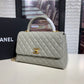 ChanelLarge Flap Bag With Top Handle Grey For Women, Women’s Handbags, Shoulder And Crossbody Bags 11in/28cm A92991
