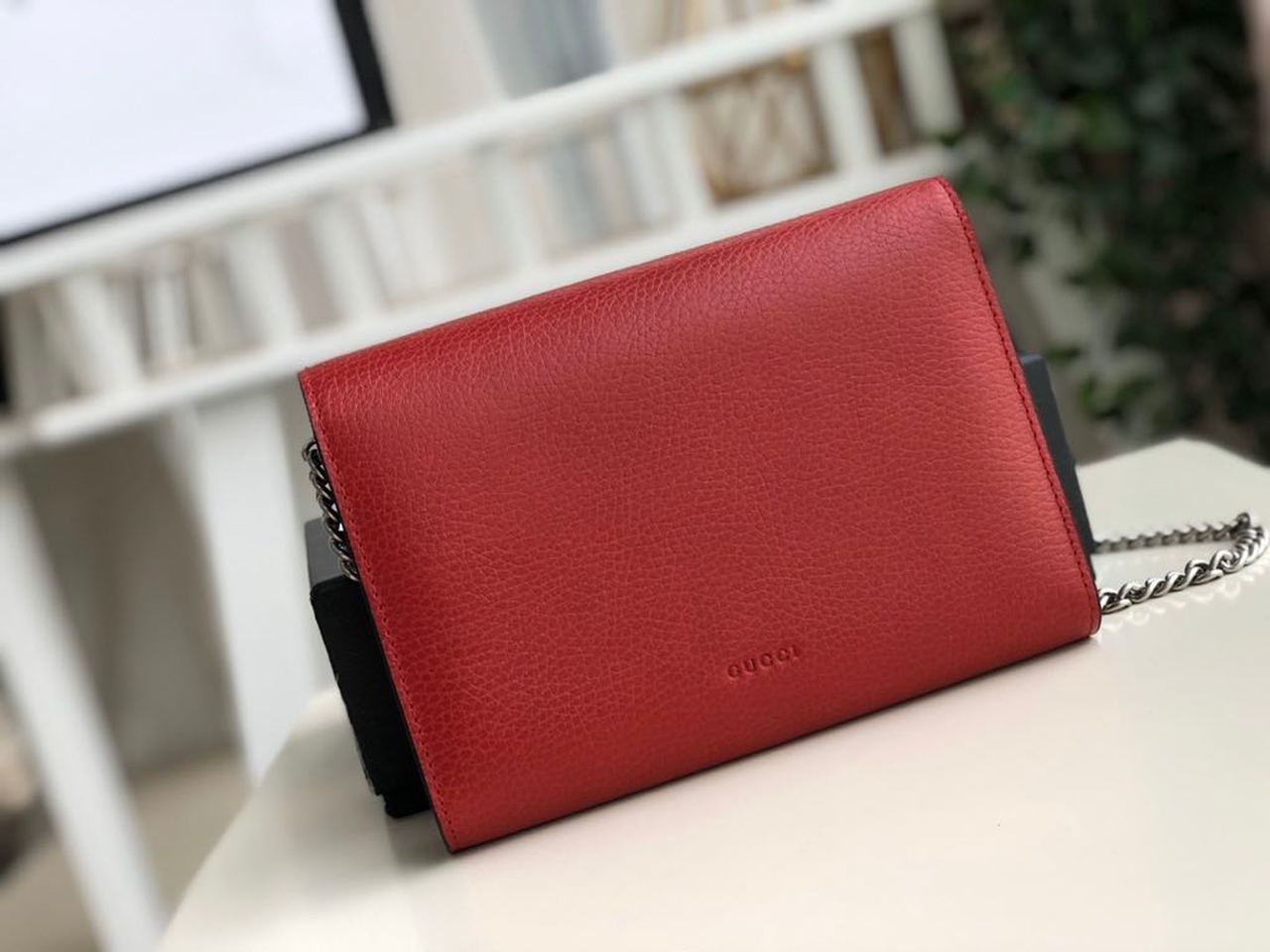 gg Dionysus Mini Chain Bag Hibiscus Red Metal-Free Tanned For Women 8in/20cm gg 401231 CAOGX 8990