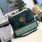 gg Marmont Small Matelassé Shoulder Bag Green Matelassé Chevron For Women 10in/26cm 443497