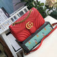gg Marmont Small Matelassé Shoulder Bag Hibiscus Red Matelassé Chevron For Women 10in/26cm  gg 443497 DTDIT 6433